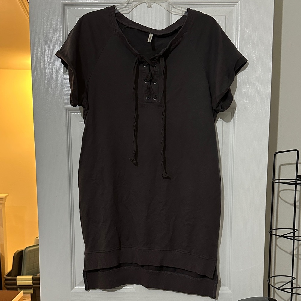 Mittoshop Dark Gray Lace-Up Top